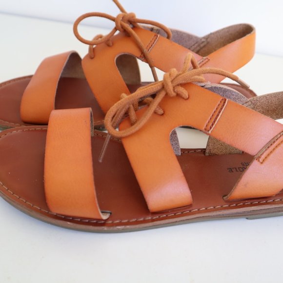 American Eagle Outfitters Brown Leather Gladiator Lace-Up Sandals, Size 8 - Picture 9 of 12